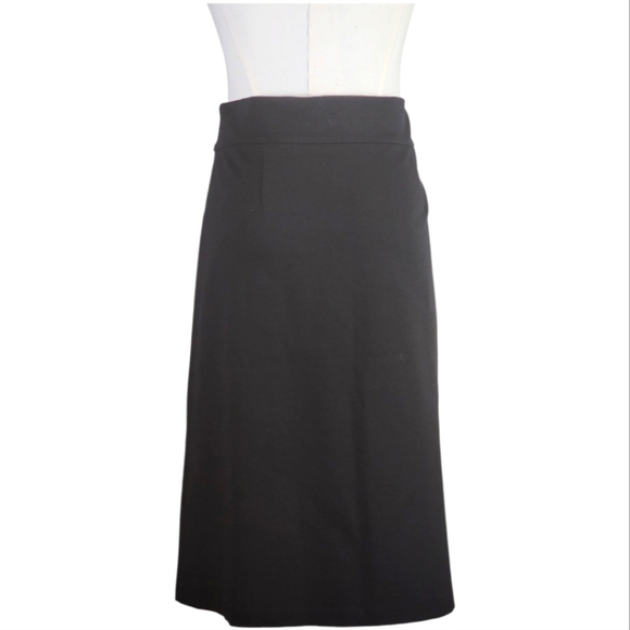 Roz & Ali Black A-Line Midi Skirt Gold Button Front Sailor Style Medium - Picture 3 of 6